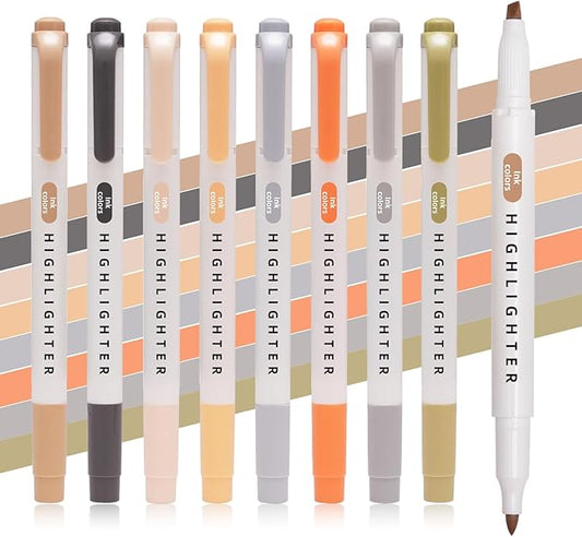Pastel Highlighters Set, 8 Pack Highlighters Assorted Colors, Bible Highlighter No Bleed, Quick Dry Dual Tip Unique Retro Colors Highlighter Markers for Bible Journals, Easter Gifts