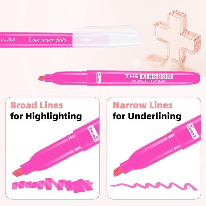 7-ackz Bible Highlighters Assorted Colors with Verses, Chisel Tip Colored Highlighter Markers Bulk Fluorescent, Dry Quick Bright Colors, Perfect for Bible Study Journaling, 6 Candy Color 30 Pack