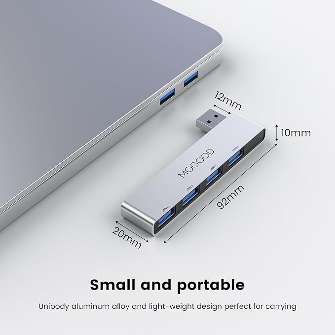 MOGOOD USB 3.0 Splitter Ultra-Slim Data Hub - Multi Port Expander for Laptop, PC, Mac, Printer, Flash Drive, Mobile HDD