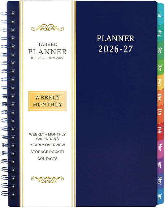Planner 2026-2027 - 2026-2027 Planner Weekly and Monthly with Tabs, July 2026 - June 2027, 6.25" × 8.3", Strong Twin-Wire Binding