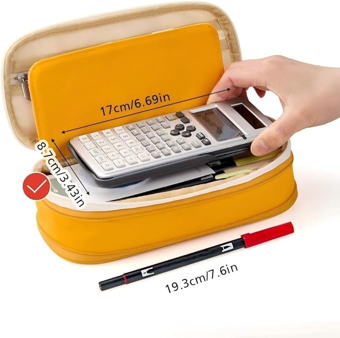 EASTHILL Big Capacity Pencil Pen Case Office College School Large Storage High Bag Pouch Holder Box Organizer Yellow Orange