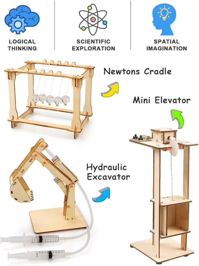11 in 1 STEM Kits for Kids 8-10-12, Toys for Ages 8-13, Gifts for 8 9 10 11 12 13 Year Old Boys and Girls, Wooden 3D Puzzles, STEM Projects, Science Educational Crafts Building Kits