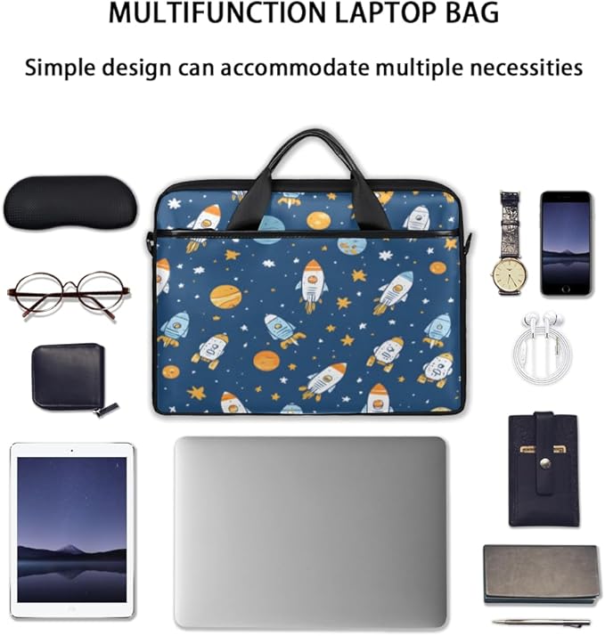 Cartoon Rocket Laptop Sleeve Case for 13-15 inch Computer Bag Protective Laptop Handle Bag for Women Men
