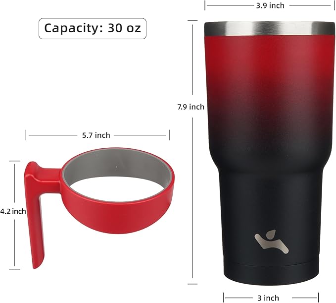 Konokyo 30 oz Tumbler with Handle and 2 Straw 2 Lid, Insulated Water Bottle Stainless Steel Vacuum Cup Reusable Travel Mug,Mystic Moon
