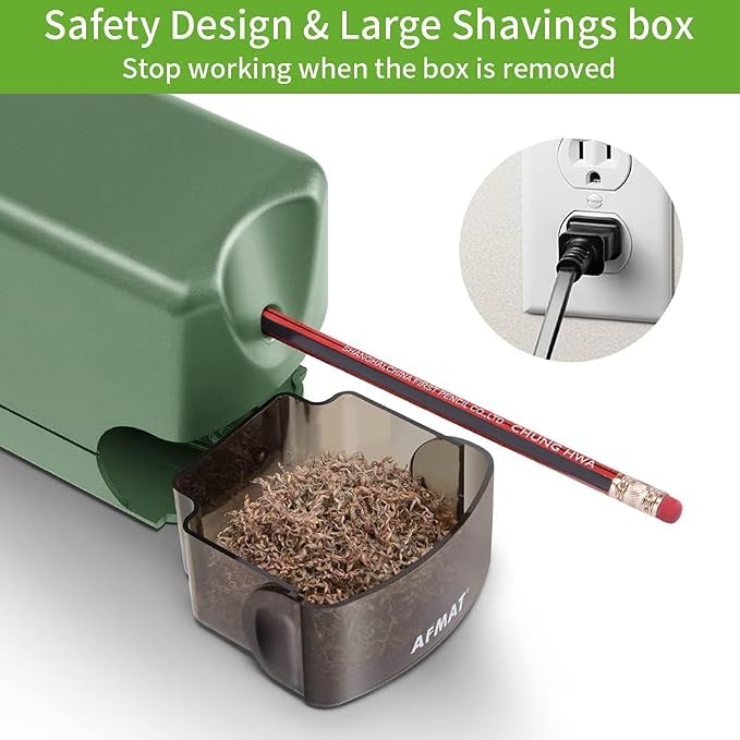 AFMAT 4 Pack Electric Pencil Sharpener, Heavy Duty Pencil Sharpener for Classroom, 6.5-8mm No.2/Colored Pencils, UL Listed, 10,000+ Sharpenings for Home, Office, School, PS105