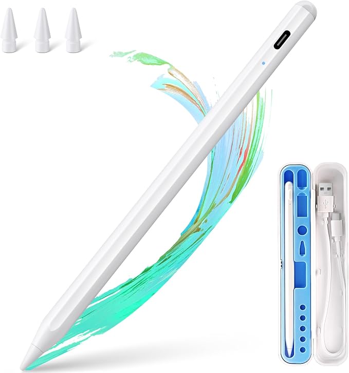 Stylus Pen for iPad Apple: Fast Charge for iPad Pencil Apple Pen with Palm Rejection Tilt Sensitivity - Pen for iPad 10/9/8/7/6, iPad Pro 12.9"/11"/13" M4, iPad mini 6/5, iPad Air 5/4/3/11"-13" M2
