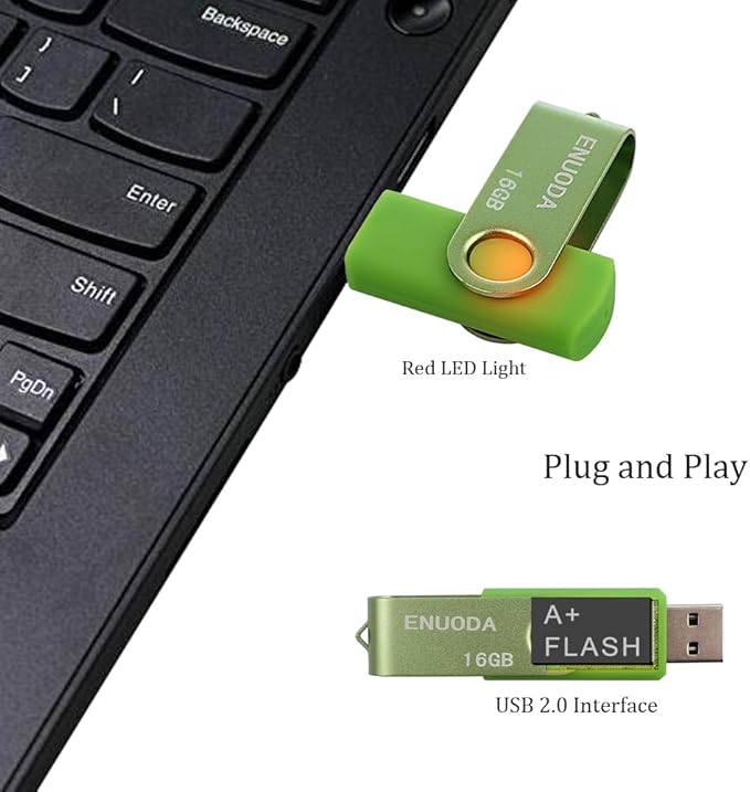16GB Flash Drive 5 Pack ENUODA Thumb Drives 16GB Swivel Design USB 2.0 Memory Stick Jump Drive Pen Drive for Storage and Backup (5 Colors)
