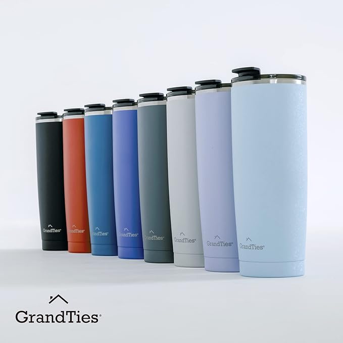 GRANDTIES Insulated Coffee Tumbler Cup w/Tritan Lid | Leak Proof, Reusable, Double Walled Vacuum Stainless Steel Travel Mug | Thermal Cups for Hot and Cold Drinks | 20oz | Sanctuary, Snowy Texture