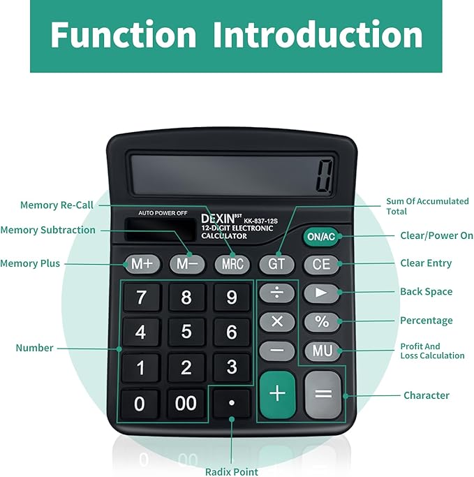 8pcs Solar Calculators Desktop Big Button Basic for Students Office Hand Held Calculator Simple 12 Digit Large Display 4 Function Calculators for Students