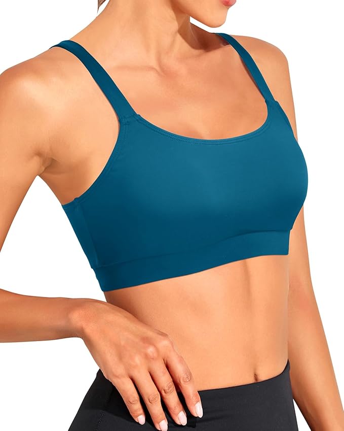 Tempt Me Women Sports Bra Bikini Tops Scoop Neck Bathing Suits Top Padded Swim Crop Tops Only