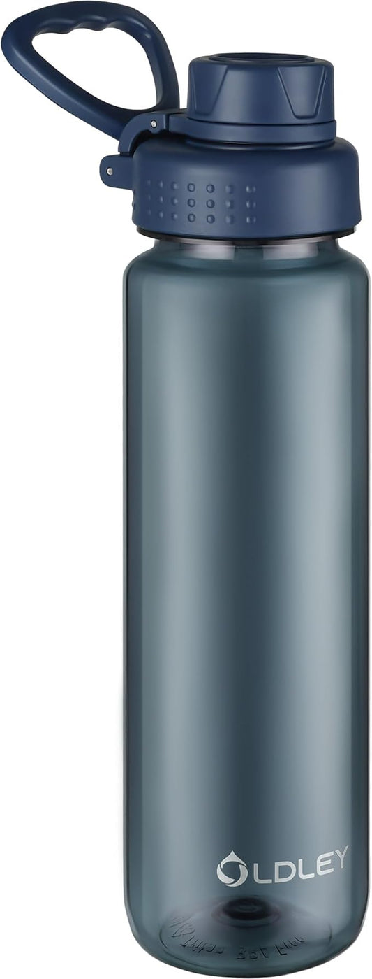 OLDLEY 32 oz Water Bottle, Sports Tritan Water Bottle with Carry Handle and Spout Lid, Leakproof & BPA Free Large Water Bottles for Home,Travel, School, Outdoors, Gym,Ink Blue