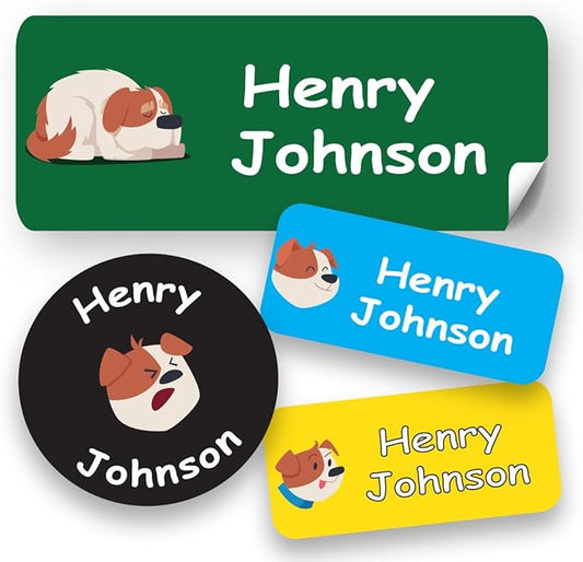 120-ct Personalized Waterproof Name Labels – 3-Line Custom Stick-On Tags for Daycare & Camp – Dishwasher-Safe, Cute Pastel Designs, Pre-Cut