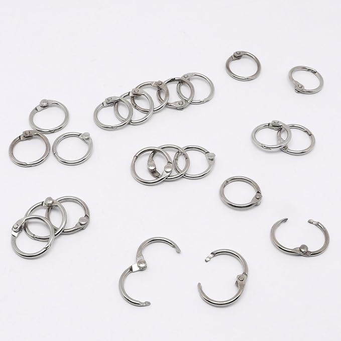 Loose Leaf Binder Rings 1/2 Inch, 120PCS Book Rings for Index Cards, Nickel Plated Metal Flash Card Ring, Clip Ring for Notebooks, Photos, Key, Home, Office, School Supplies (Silver)