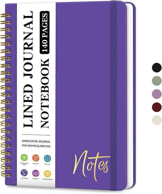 ZOTIA Lined Spiral Journal Notebook for Women, A5 College Ruled Journals for Writing, Hardcover Notebooks for Work, Note taking and Office School Supplies,140 Pages - Periwinkle Blue
