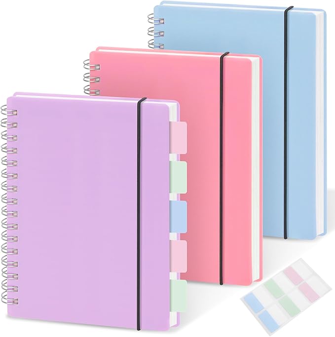 3 Pack Small Notebook, A6 Wide Ruled Spiral Notebook 4.3" x 5.7", 100gsm 8mm Ruled Page, 80 Sheets/160 Pages, Small Spiral Notebook for School, Office, Sketch