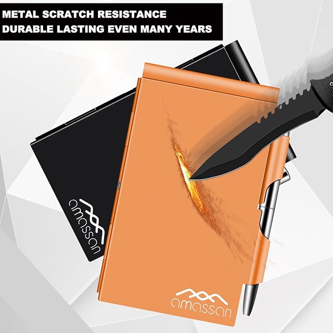 amassan Metal Small Notebook, Mini Notepad, Small Pocket Notepad Aluminum Note Case with Mini Metal Pen and 60-Page Sheets - Memo Books Note Pads(Gold)