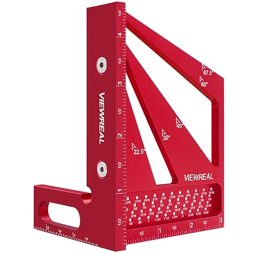 Multi-Angle 3D Measuring Ruler: 22.5/30/45/60/67.5/90 Degree Aluminum Alloy Square Ruler Protractor, Ideal for Engineer Carpenter Crafting, Drawing