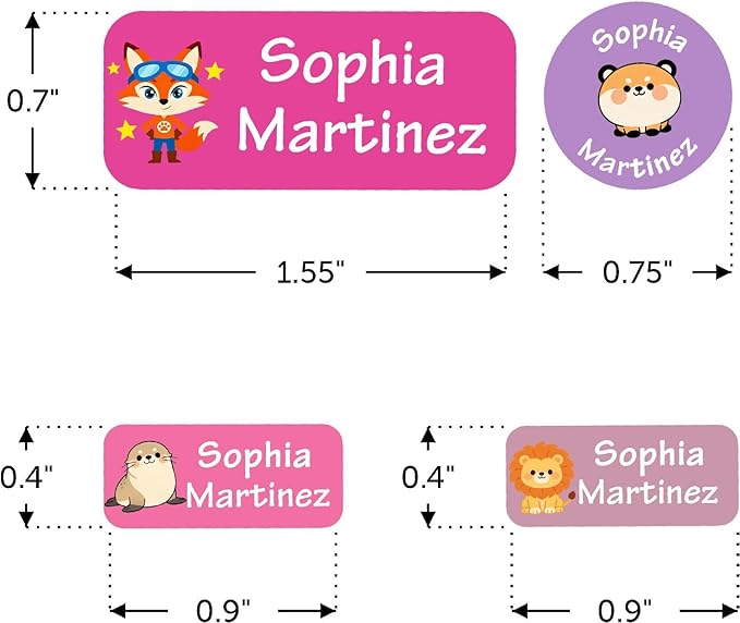 Waterproof Custom Name Stickers (135 Labels) - Personalized Daycare Labels for Clothing, Water Bottles, Lunch Boxes & School Supplies - Ideal for Camp & Daycare - No-Iron (Animal Adventures)