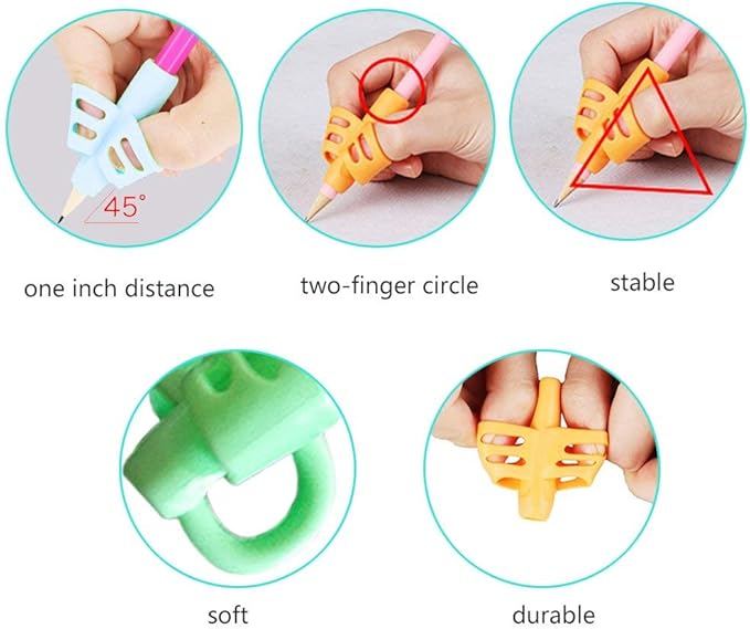 Pencil Grippers for Kids Handwriting 20Pcs Finger Grips Holder Ergonomic Writing Aid Grip Posture Correction Training Tools for Children Preschoolers Adults(6 Types)