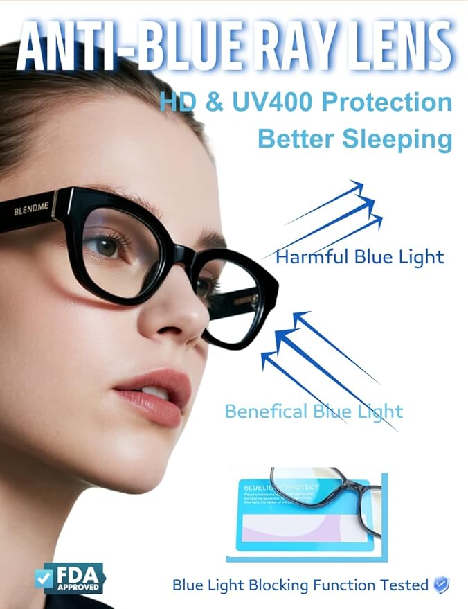 Ultralight Cat Eye Blue Light Glasses for Woman Anti Glare Reduce Eyestrain Gaming/Computer/Screen