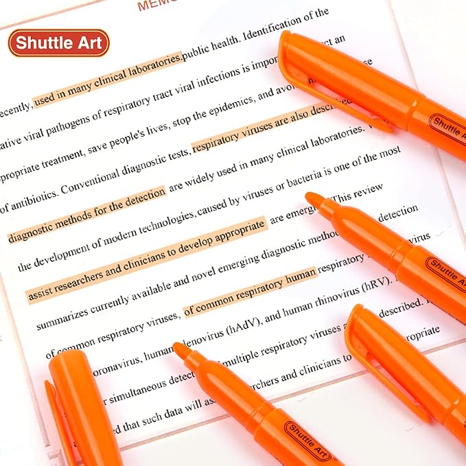 Shuttle Art Orange Highlighters, 30 Pack Highlighters Bright Colors, Chisel Tip Dry-Quickly Non-Toxic Highlighter markers for Adults Teachers Students Highlighting in the Home School Office