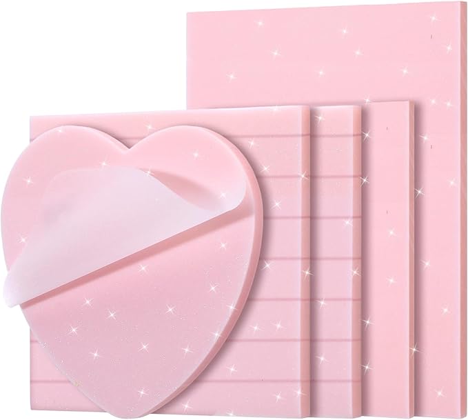 5 Pack Mixed Shape Transparent Sticky Notes, 250 Sheets Glitter Pastel Color Waterproof Index Sticker Book Tabs Soft PET Marker Memo Pad for Annotating Home School Office