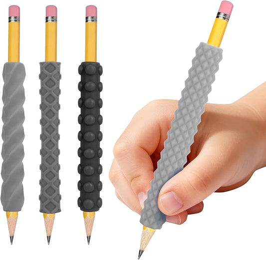 Sensory Pencil Grips for Kids 4 Pack, Quiet Classroom Fidget Toys, Textured Silicone ADHD & Autism Calming Tools, Anxiety Relief Item for Adults & Teens, Christmas Stocking Stuffers Gifts