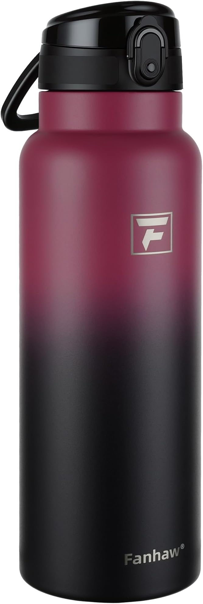 Fanhaw 40 Oz Insulated Stainless Steel Water Bottle with Chug Lid – Wide Mouth, Leak-Proof, BPA-Free – Ideal for Kids, Adults, Sports, Gym, and Outdoor Use (Red Black)