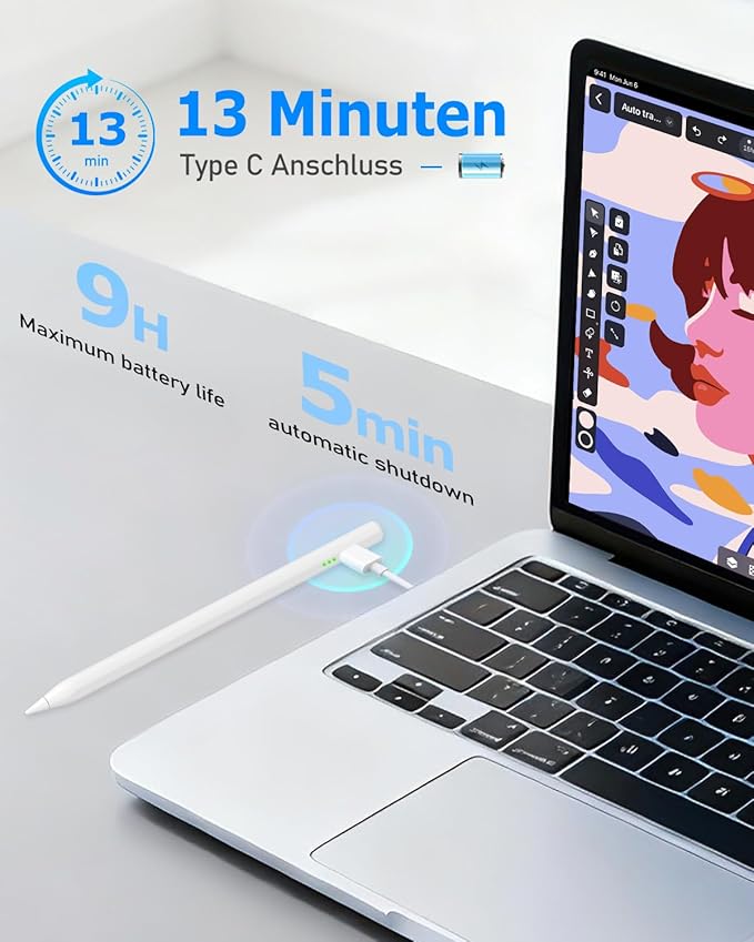 Stylus Pen for iPad 11th & 10th Gen - 2X Faster Charging, Tilt & Palm Rejection, Works with iPad Pro 12.9/11/M4, Air 5/M2, Mini 5/6/7, iPad 6th-11th Gen (2018-2025)
