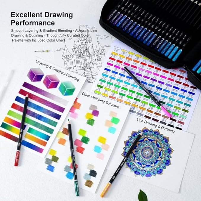 147PCS Colored Pencils for Adult Coloring Books – 120 color pencils set, 3-Color Sketchbook, Coloring Book, Tools, Soft Core Oil Based,Blending Shading,Art Supplies for Beginners & Adults