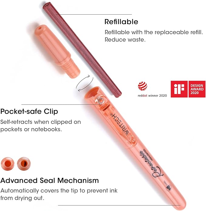 WRITECH Retractable Highlighters Assorted Colors: Chisel Tip 6ct Vintage | Aesthetic Pens Pack Multi Colored Ink No Bleed & Smear for Highlighting Journaling Drawing Coloring Note-taking Home Office
