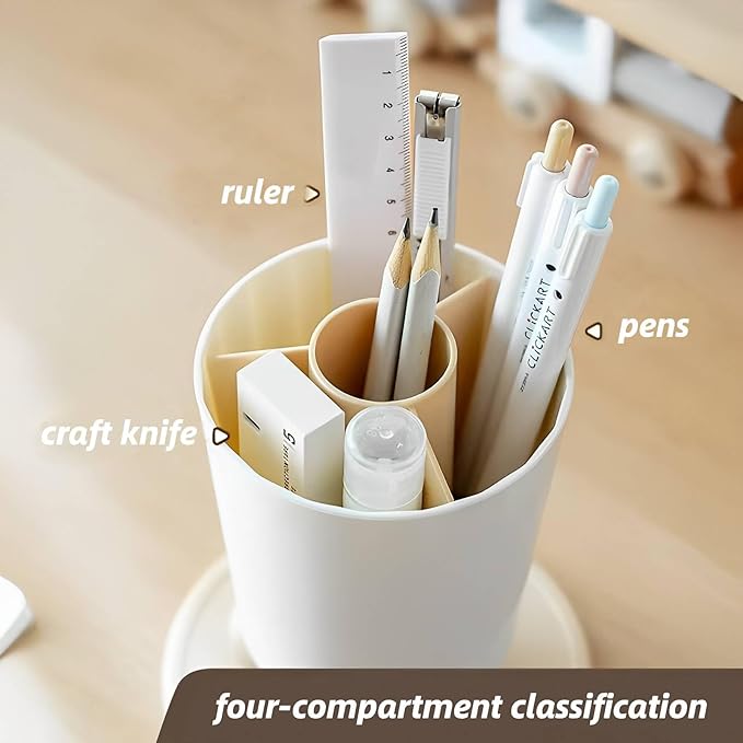 INSTOME Rotating Pen Holder,Cute Bow Pen Holder,Office Desk Accessories for Work, School,or Home