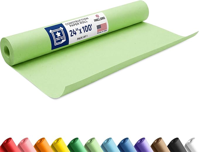 Light Green Construction Paper Roll 24" x 100 ft – Made in USA – 24" Bulletin Board Paper for Classroom & School, Teachers & Kids