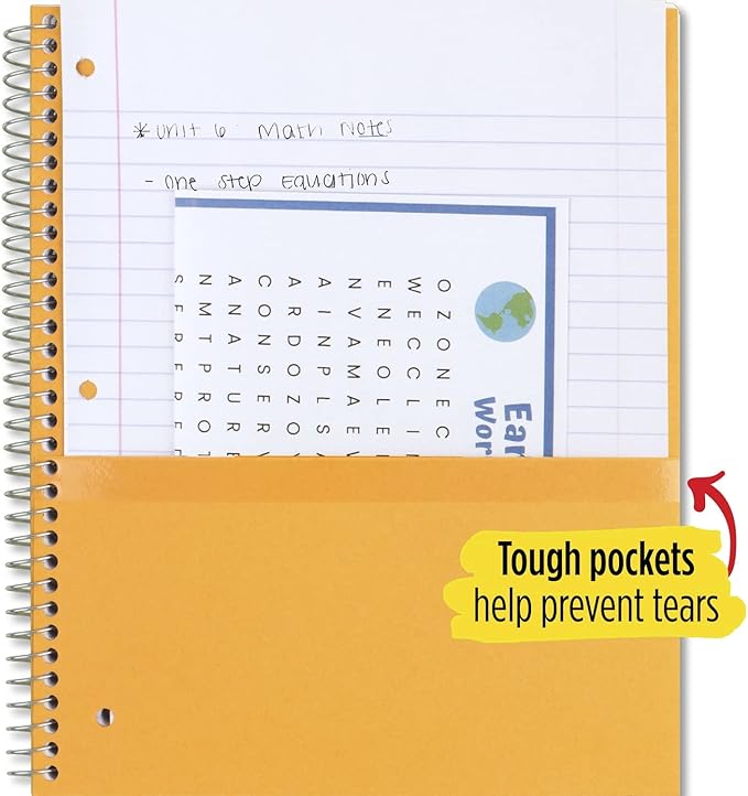 Five Star Spiral Notebook, 5 Subject, Wide Ruled Paper, 8" x 10-1/2", 200 Sheets, Tidewater Blue & Fire Red, 2 Pack (930082)