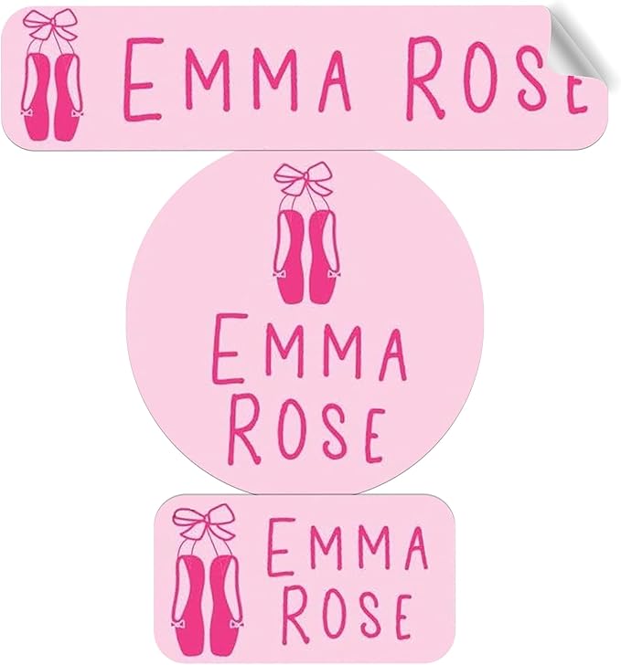 Label Daddy Personalized Name Labels for School, Ballet Design | Waterproof Name Tags for Kids, Washable Custom Daycare Labels, Clothing, Lunch Boxes, Water Bottles and More, 128 Ct & 256 Ct
