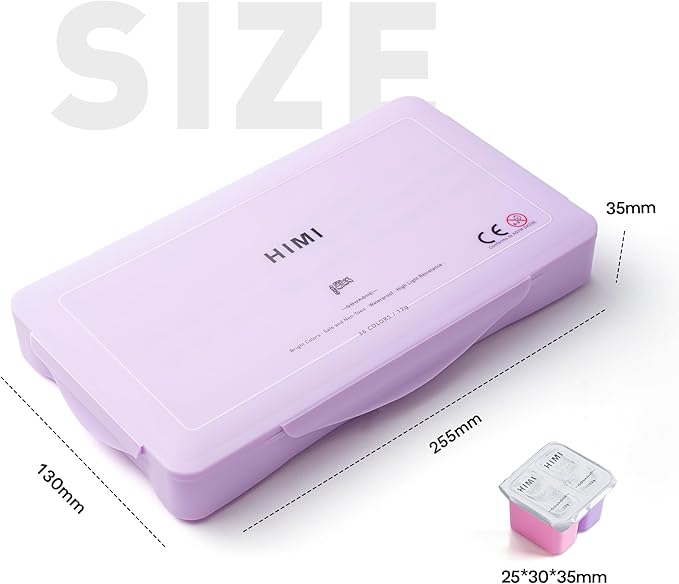 HIMI Twin Cup Jelly Gouache Paint Set with 3 Paint Brushes, 36 Colors 12g, Jelly Cup Design, Non Toxic Paint for Canvas and Paper, Art Supplies for Professionals (Purple Case)