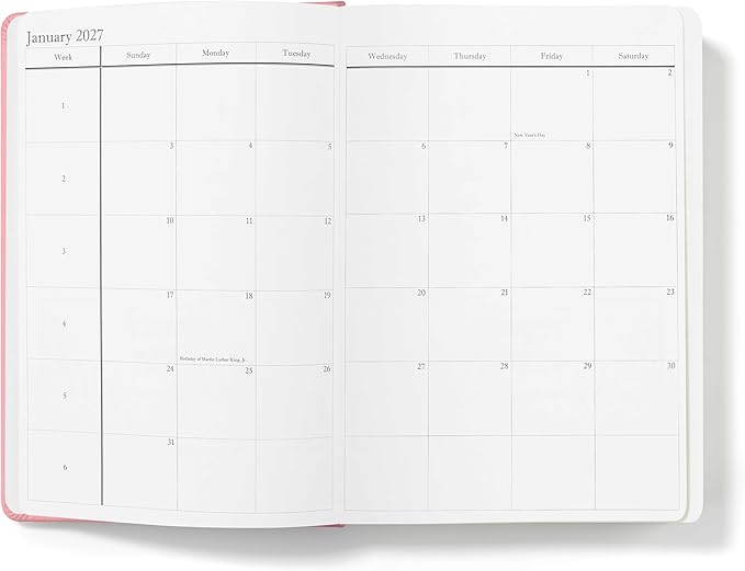 Wykeham's Executive 2026-27 Daily Journal Planner – Customization Available – Mid-Year Academic Diary – July 2026 to June 2027 (Rose, 8.5"×5.5")