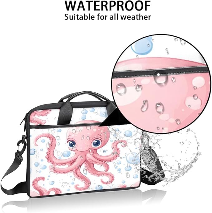 Pink Octopus Laptop Sleeve Case for 13-15 inch Computer Bag Protective Laptop Handle Bag for Women Men