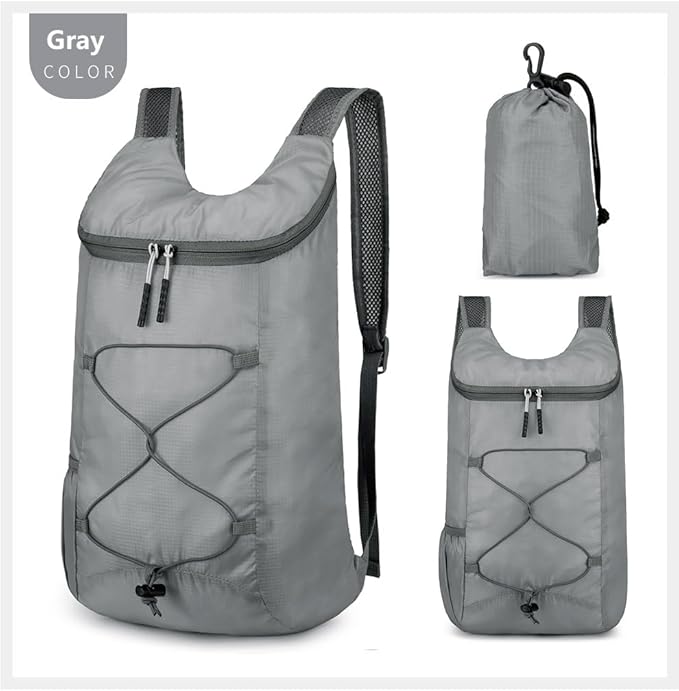 levayhill 16L Lightweight Foldable Hiking-Backpack Small Packable-Daypack For Travel,Ultralight Water-Resistant Gym Bag Men Women Easy Carry-on (Gray)