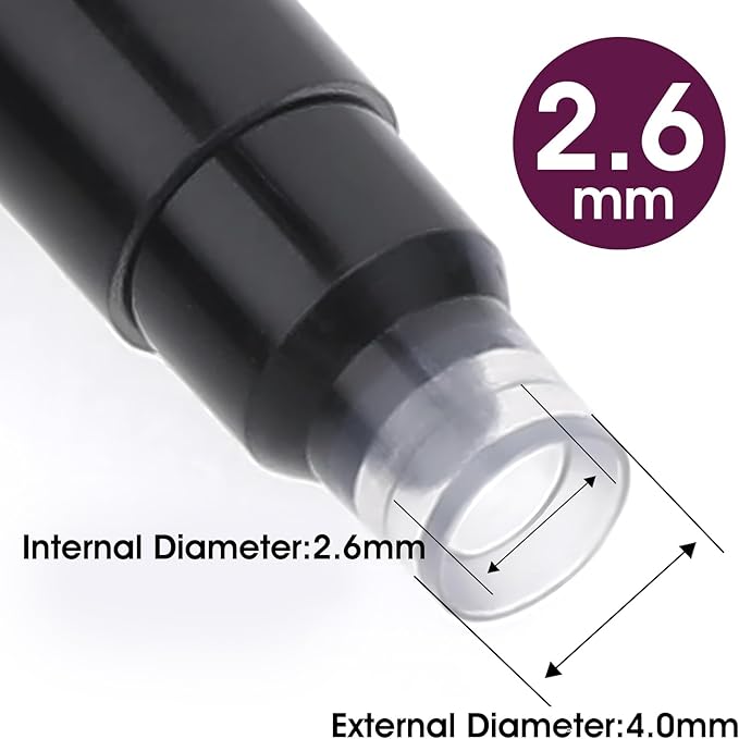 Amaxiu 50 Pcs Balck Fountain Pen Ink Cartridges, Fountain Pen Ink Refills Compatible with 2.6 mm Bore Diameter Calligraphy Pen Fountain Pen(2.6mm)