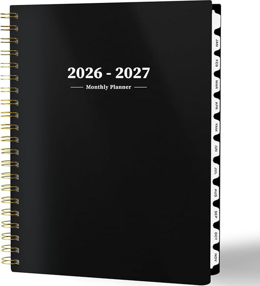 Ymumuda 2026 Planner-2 Year Monthly Planner 2026-2027, JAN.2026 - DEC.2027, 8.5" x 11", 26-27 Monthly Calendar,Large Planner with Spiral Bound, 24 Months Perfect for School Office Schedule - Black
