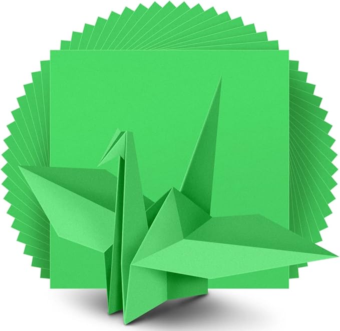 IOOLEEM Origami Paper, 200 Sheets, Green Origami Paper, 6 Inch Square, Double Sided Colored paper.
