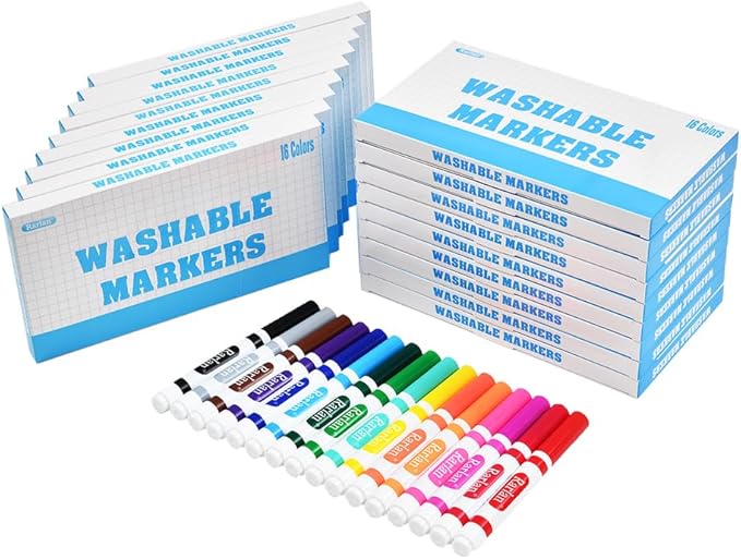 Rarlan Washable Markers Bulk for Kids, Classroom Pack, 16 Colors, 18 Boxes, 288 Count