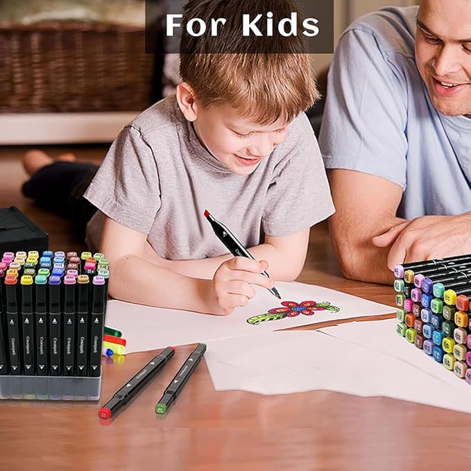 CREATSPARK Alcohol Markers 262 Colors with Base Dual Tip Art Drawing Markers for Anime Sketch Illustrations - Refillable