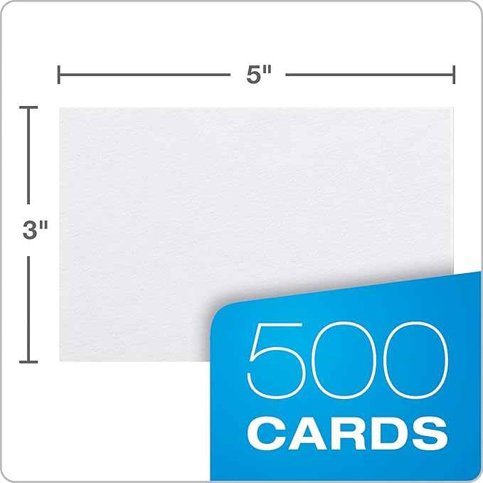 Oxford Index Cards, 3 x 5 Inches, White, Blank Notecards, Flashcards for School and Studying, Bulk Pack of Note Cards, 500 Count (5 Packs of 100) (40175)