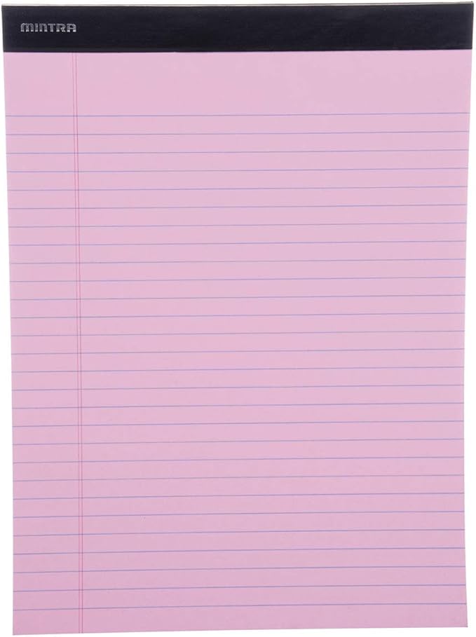 Mintra Office Colorful Legal Pads - Includes 2 Blue, 2 Pink, and, 2 Green Writing Pads, Micro Perforated Lined Sheets, Ideal for Professional & Personal Use, 8.5"x11" Wide Ruled, 6 pack Basic Pastel