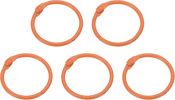 PATIKIL Loose Leaf Binder Rings 1 Inch, 5 Pack Metal Flash Card Book Binding Rings for Key Chain Index Card Scrapbooks, Orange