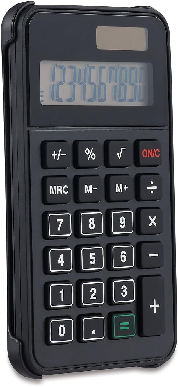 Staples 10-Digit Battery & Solar Basic Pocket Calculator, Black