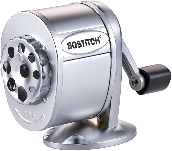 Bostitch Metal Manual Pencil Sharpener, Silver (MPS1-CH)