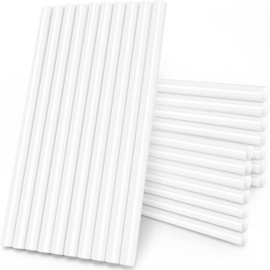 White Hot Glue Sticks Full Size, Manarty 24 PCS 0.43 Dia x 8" Long Fbric Glue Sticks for Craft, Adhesive Hot Melt Gluing Sticks for Crafting, Woodworking, Decoration, Bonding Repair, Wax Sealing